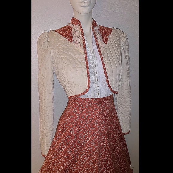 1970’s Handmade Gunne Sax Skirt Quilted Jacket XS - Picture 1 of 8